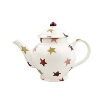 3 mug Teapot-Pink &amp; Gold Stars
