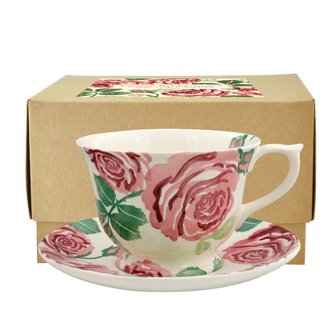Large Cup &amp; Saucer-Pink Roses