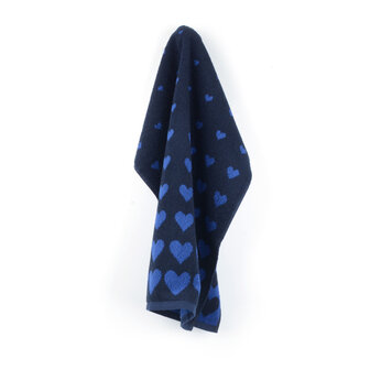 Kitchen Towel 53x60cm-Hearts Dark Blue