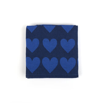 Tea Towel 65x65cm-Hearts Dark Blue