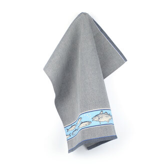 Tea Towel 65x65cm-Fish Dark Blue