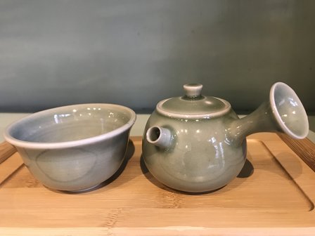 Kyusu Celadon Porcelain 115ml Set with Cup