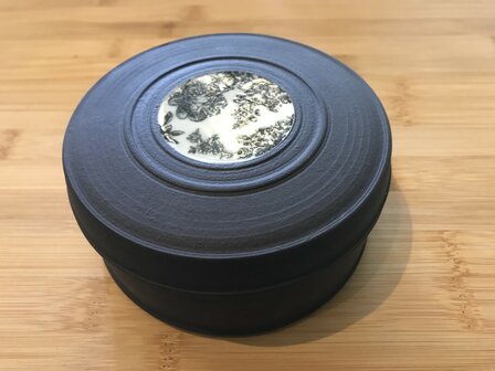 Tea Caddy Flat Black Porcelain &Oslash;10cm