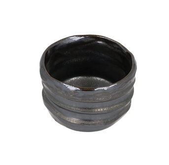 Chawan/Matcha bowl oribe-yaki Metallic Black