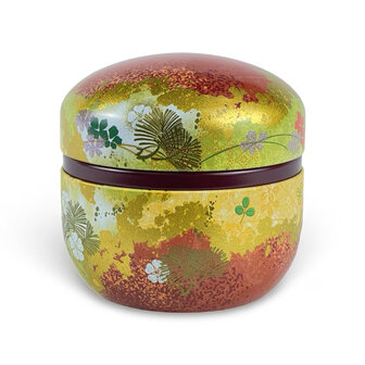Temari canister Spring Red with inner lid 50-80g
