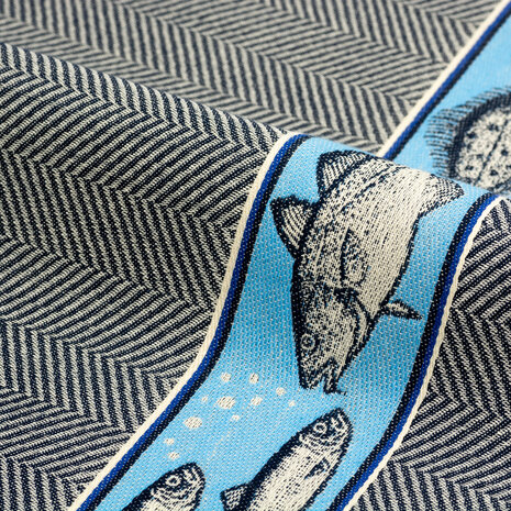 Tea Towel 65x65cm-Fish Dark Blue