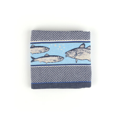 Tea Towel 65x65cm-Fish Dark Blue