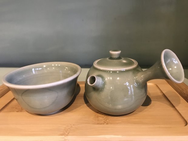 Celadon Porcelain Kyusu 115ml Set with Cup