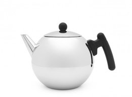 Theepot Duet® Bella Ronde 1,2L-vlakke bodem/zwart beslag