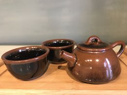 Teapot Shipiao Tenmoku 90ml Set with 2 Cups 55ml
