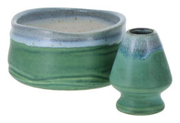 Chawan/Matcha bowl Set with Kusenaoshi Jade